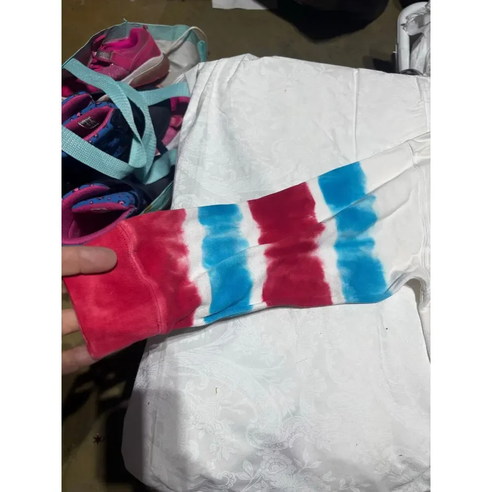 Ralph Lauren 8/10 cropped tied dyed arms red blue polo on back shoulder area nwt
